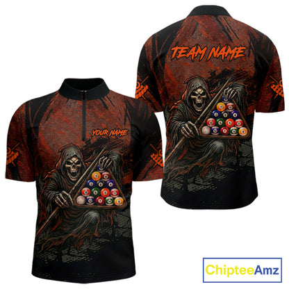 Custom Black And Gold 8 Ball 9 Ball Break Glass Billiard Shirt For Men, Pool Billiard Clothes Jersey NYN3019
