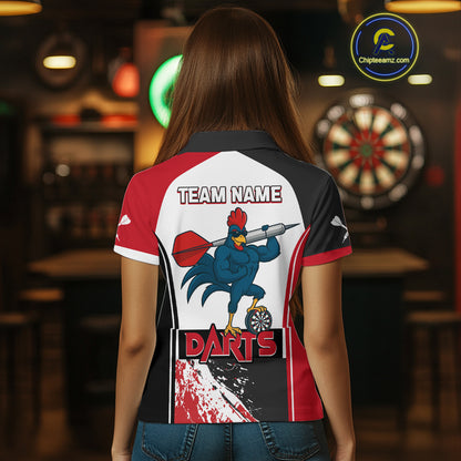 Fiery Rooster Fury Dart Arrow Women's Funny Darts Shirt - Custom Name For Darts Jersey NYN0477