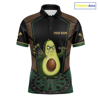 Angry Avocado Brown And Green Funny Darts Jersey For Men Custom Polo & 1/4 Zip Darts Team Shirts NYN3207