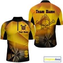Load image into Gallery viewer, Men's Personalized Dart Shirts With Fire Skull And Yellow Darts Theme NYN0256