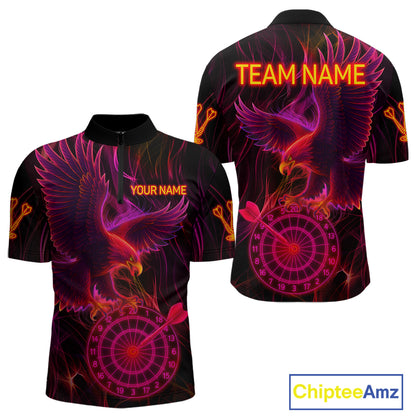 Purple Neon Eagle Dartboard Custom Darts 1/4 Zip Shirt For Men - Darts Team Jersey NYN0741