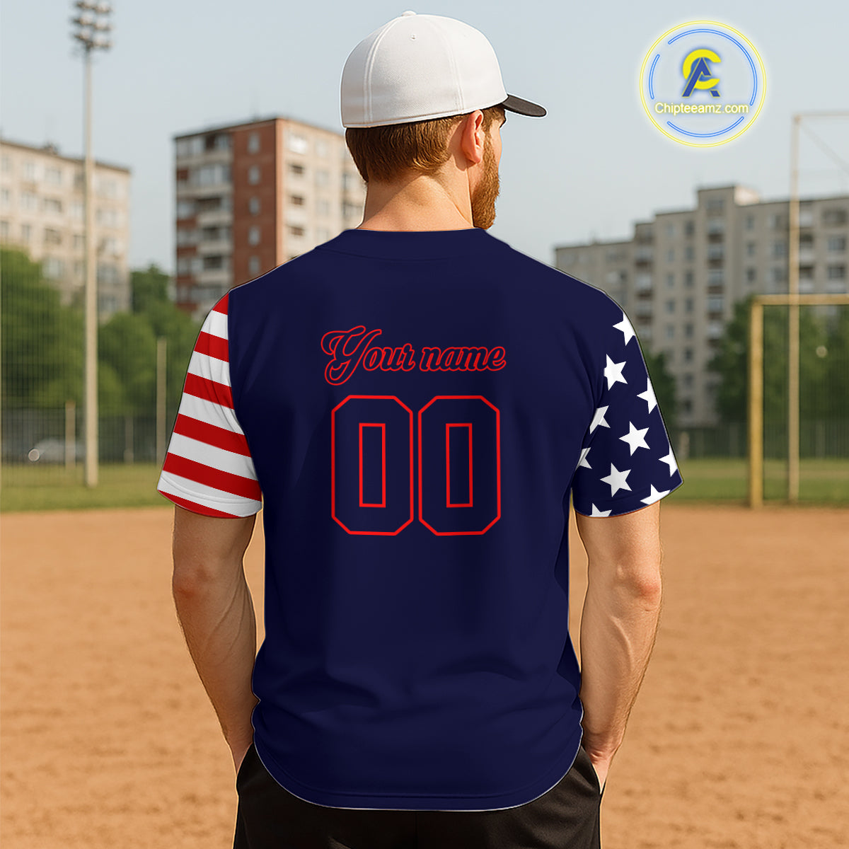 Custom Red And Blue Baseball Shirt For Men Personalized Youth Patriotic Baseball Jersey NYN1381