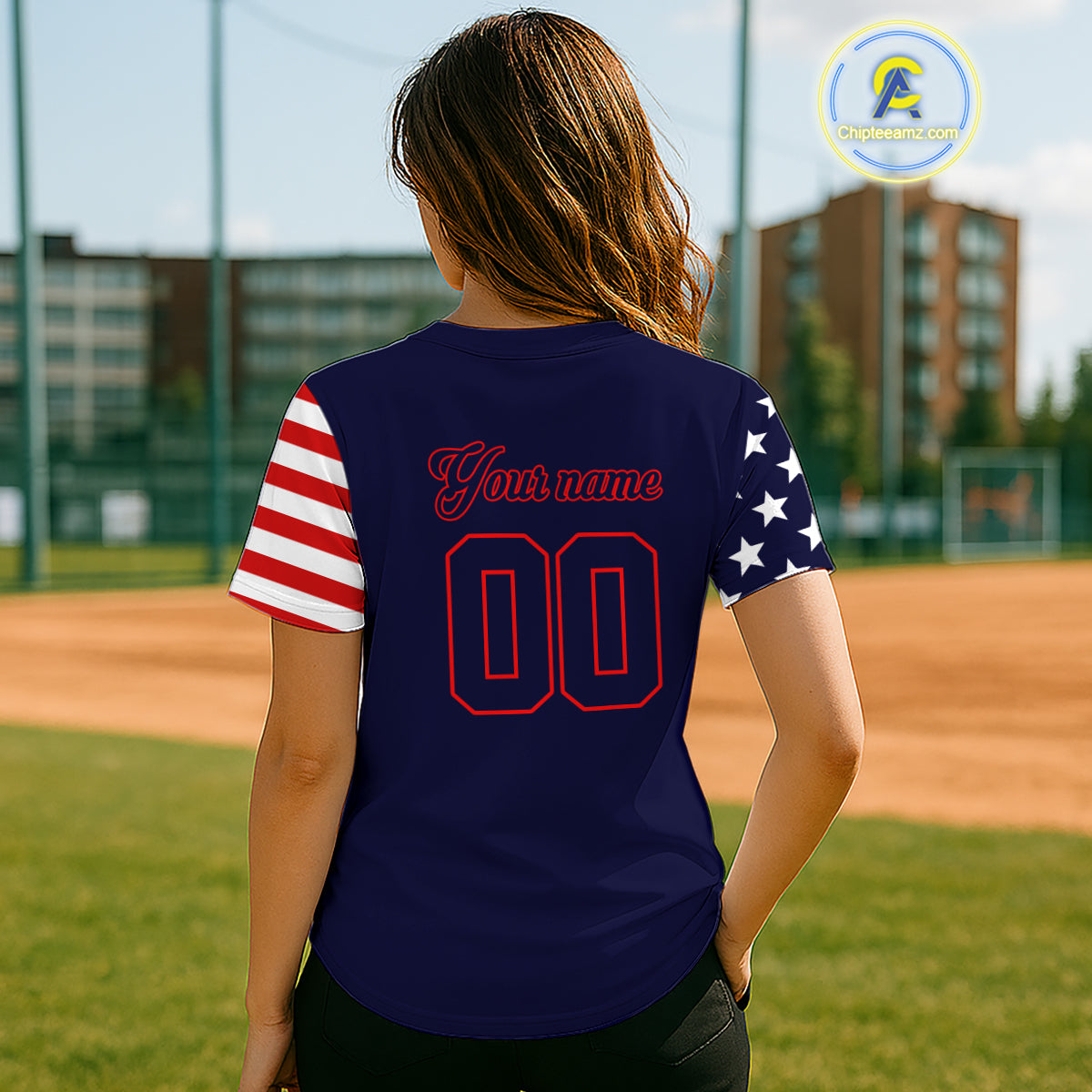 Custom Red And Blue Baseball Shirt For Women Personalized Youth Patriotic Baseball Jersey NYN1381