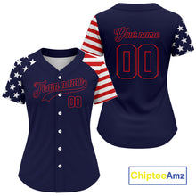 Load image into Gallery viewer, Custom Red And Blue Baseball Shirt For Women Personalized Youth Patriotic Baseball Jersey NYN1381