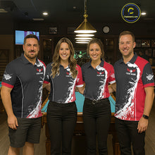 Load image into Gallery viewer, Funny Rooster Play Pool 8 Ball Women's Billiard Shirt Custom Billiard Polo &amp; 1/4 Zip Attire|Red NYN2478