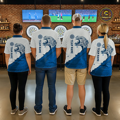 Personalized White And Blue Striped Leopard Darts Quarter-Zip Shirts For Men Dart Team Jerseys NYN2198