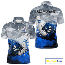 Load image into Gallery viewer, White Blue Funny Cracked Pins &amp; Ball Bowling Shirt For Men Custom Outfit Team Bowling Jersey NYN3234