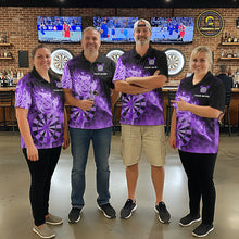 Load image into Gallery viewer, Custom Smoke Purple Fire Flaming Dart Arrow Women Darts Quarter-Zip League Shirts Dart Team Jerseys NYN2214
