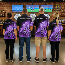 Load image into Gallery viewer, Custom Smoke Purple Fire Flaming Dart Arrow Women Darts Quarter-Zip League Shirts Dart Team Jerseys NYN2214