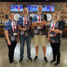 Load image into Gallery viewer, Smoking US Flag &amp; Eagle Dartboard Men Darts Polo Shirt Custom Patriotic Dart Team Jerseys NYN2511