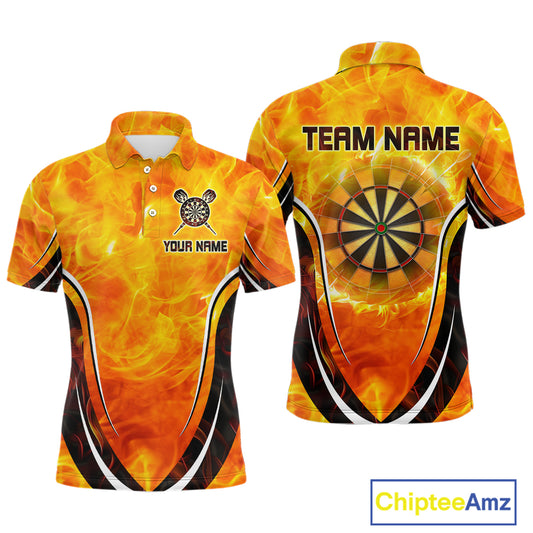 Men's Custom Darts Team Shirts With Explosive Flame Dartboard And Geometric Shapes NYN0298