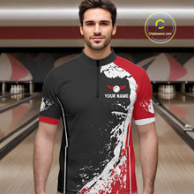 Load image into Gallery viewer, Personalized Funny Rooster Bowling Polo &amp; 1/4-Zip Shirts For Men Splatter Bowling Team Jersey NYN2725