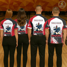 Load image into Gallery viewer, Personalized Funny Rooster Bowling Polo &amp; 1/4-Zip Shirts For Men Splatter Bowling Team Jersey NYN2725