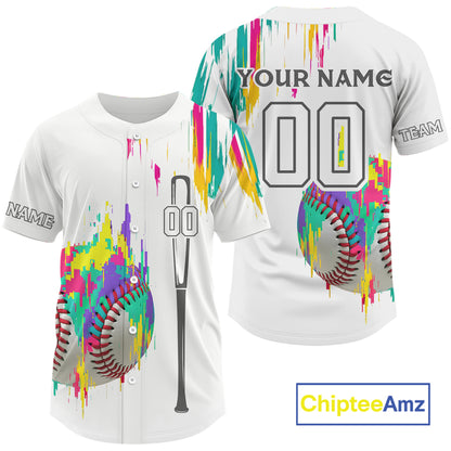 Custom Men's Baseball Shirt Colorful Grunge Baseball Jersey, Baseball Shirt For Newborn NYN1120