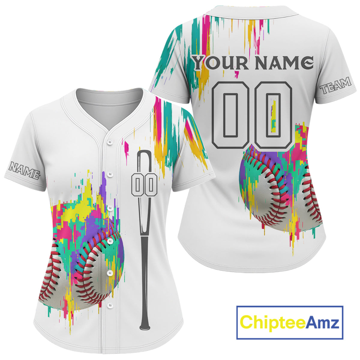 Custom Women's Baseball Shirt Colorful Grunge Baseball Jersey, Baseball Shirt For Newborn NYN1120