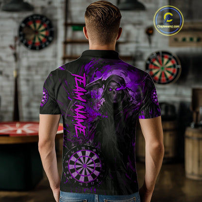 Custom Black Purple Splatter Grim Reaper Men Darts Polo Shirt Cracked Dart Jerseys NYN1981