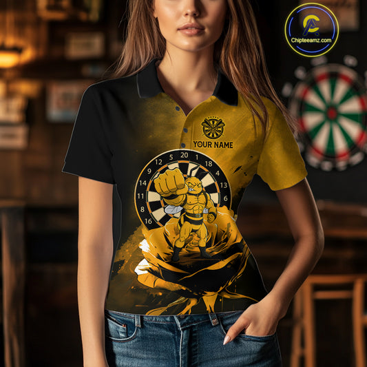 Custom Rose & Bee Grunge Dartboard Grunge Darts Polo Shirts For Women Funny Dart Jerseys NYN2221