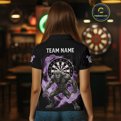Purple Smokes Horror Wolf Grunge Dartboard Custom Darts Polo Shirt For Women Dart Gifts NYN1998