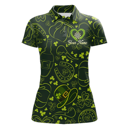 Heart Shamrock Dartboard St Patrick's Day Women Darts Polo Shirt Custom Darts Couple Jersey NYN2530