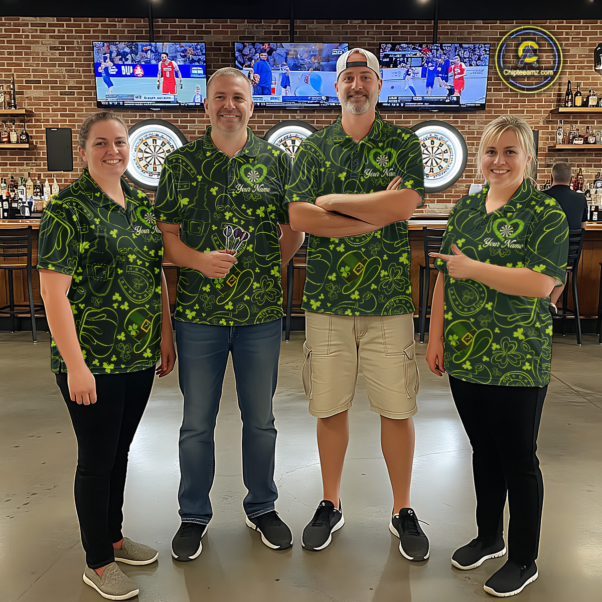 Heart Shamrock Dartboard St Patrick's Day Men Darts Quarter-Zip Shirt Custom Darts Couple Jersey NYN2530