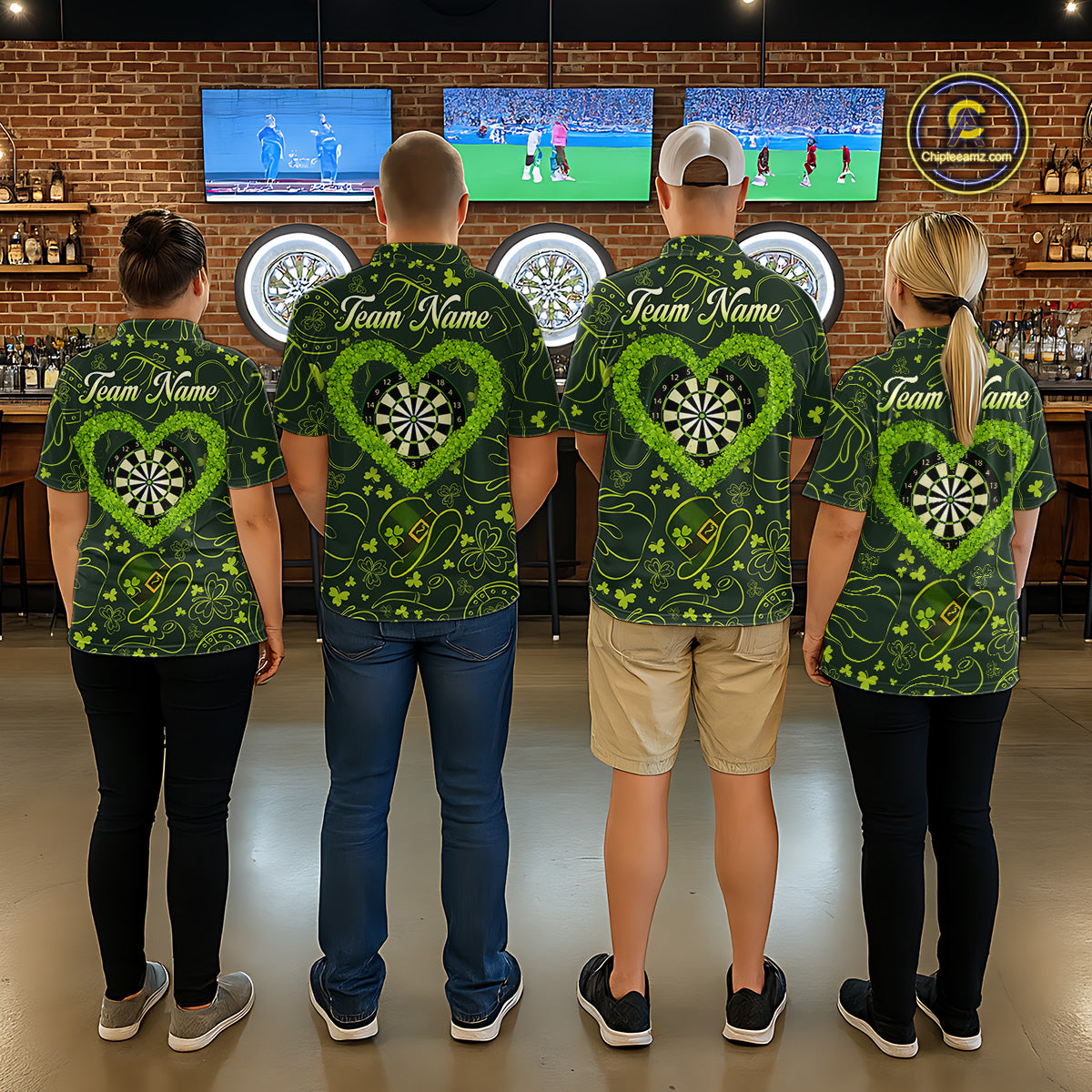 Heart Shamrock Dartboard St Patrick's Day Men Darts Quarter-Zip Shirt Custom Darts Couple Jersey NYN2530