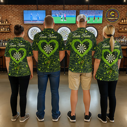 Heart Shamrock Dartboard St Patrick's Day Men Darts Quarter-Zip Shirt Custom Darts Couple Jersey NYN2530
