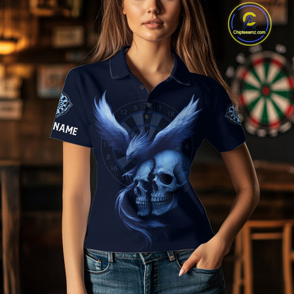 Darts Shirt For Women Personalized Eagle Skull Dartboard Dart Team Jerseys | Blue NYN1153
