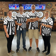 Load image into Gallery viewer, Black White Heart Broken Dartboard Men Darts Valentine Shirt Custom Dart Polo Couple Gifts NYN2543