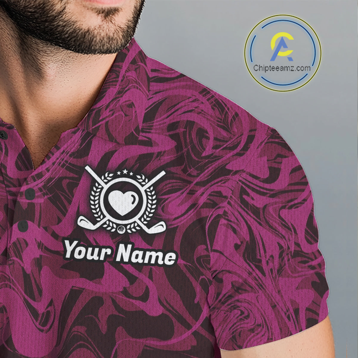 Mens Golf Clothing Pink Fluid Pattern Golf Polo Shirt Custom White Golf Clubs Ball Golf Upf Shirts NYN2935