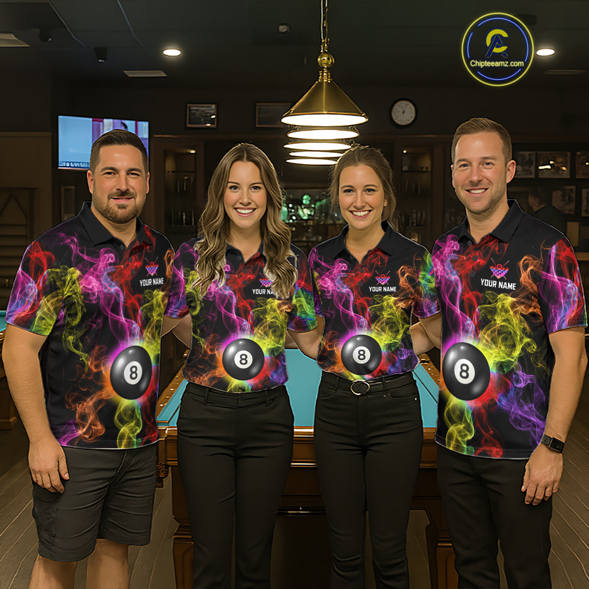 Personalized Colorful Smoke 8 Ball Pool Billiard Shirt For Women Custom Billiard Rack Team Jersey NYN3142