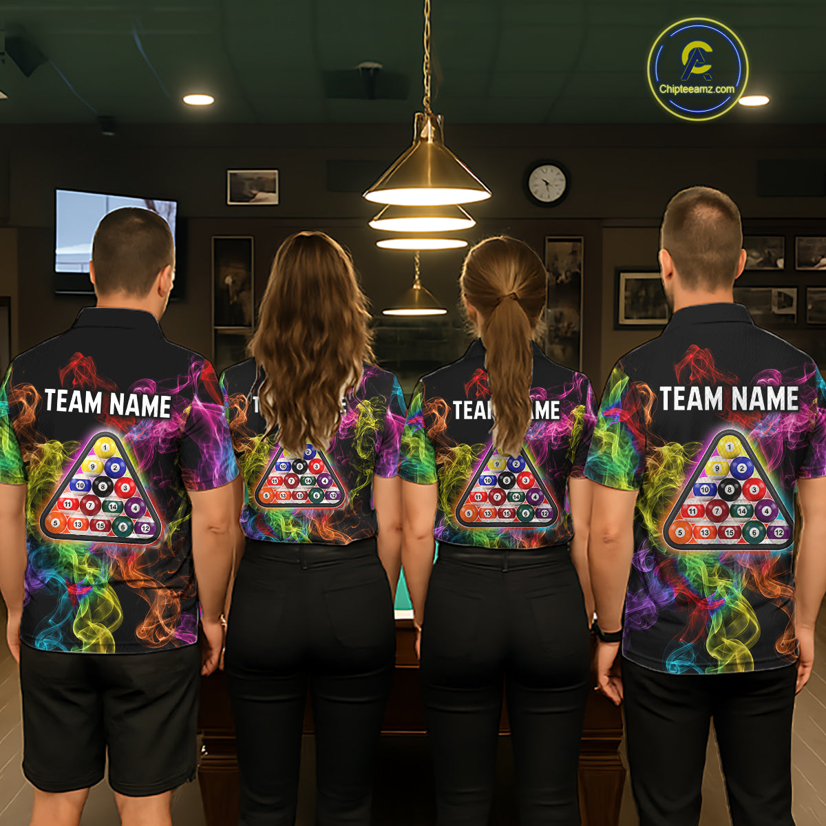 Personalized Colorful Smoke 8 Ball Pool Billiard Shirt For Women Custom Billiard Rack Team Jersey NYN3142