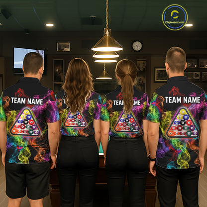 Personalized Colorful Smoke 8 Ball Pool Billiard Shirt For Women Custom Billiard Rack Team Jersey NYN3142