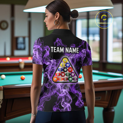 Personalized Purple Smokes 8 Ball Pool Billiard Shirt For Women Custom Billiard Rack Team Jersey NYN3143