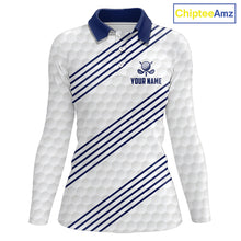 Load image into Gallery viewer, Patriotic American flag golf polo long sleeve shirt for women blue America 250th golf apparel