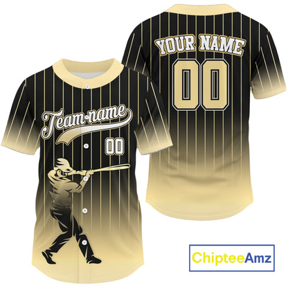 Yellow And Black Classic Baseball Jersey Custom Pinstripe Baseball Jersey For Men NYN0815