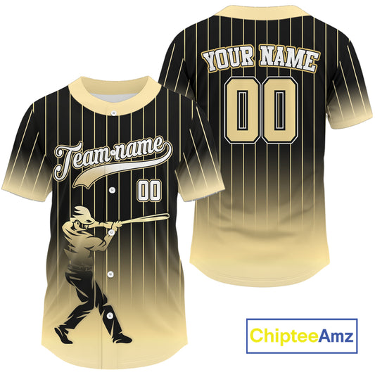Yellow And Black Classic Baseball Jersey Custom Pinstripe Baseball Jersey For Men NYN0815