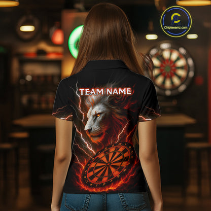 Red Custom Women Darts Shirt With Lion Personalized Lightning Dartboard Dart Jerseys NYN1219