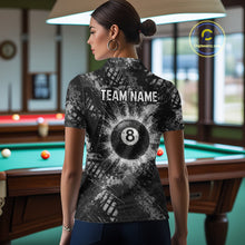 Load image into Gallery viewer, Black White Grunge Pool 8 Ball Billiard Shirt For Women Personalized Ball Billiard Attire Gifts NYN2569
