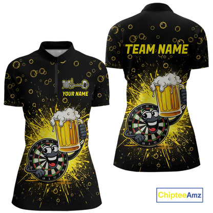 Funny Dartboard Cheer Beer Darts Team Shirt For Women Personalized Dart Quarter-Zip Jerseys NYN2574