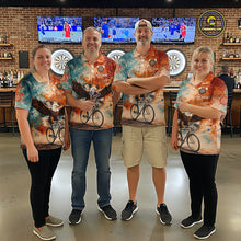 Load image into Gallery viewer, Blue &amp; Orange Watercolor Funny Eagle Dartboard Women Dart Quarter-Zip Shirts Custom Dart Team Jerseys NYN2728