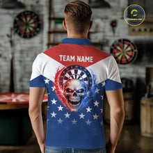 Load image into Gallery viewer, Blue And Red Dartboard Patriotic Dart Polo Shirts For Men Custom Dart Team Jerseys NYN2729
