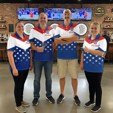 Load image into Gallery viewer, Blue And Red Dartboard Patriotic Dart Quarter-Zip Shirts For Women Custom Dart Team Jerseys NYN2729