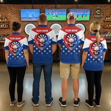 Load image into Gallery viewer, Blue And Red Dartboard Patriotic Dart Quarter-Zip Shirts For Women Custom Dart Team Jerseys NYN2729