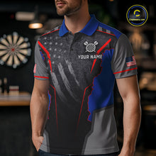 Load image into Gallery viewer, Custom Grunge American Flag Darts Polo &amp; 1/4-Zip For Men, Patriotic Dart Jerseys For Team NYN3342