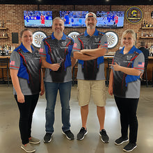 Load image into Gallery viewer, Custom Grunge American Flag Darts Polo &amp; 1/4-Zip For Men, Patriotic Dart Jerseys For Team NYN3342