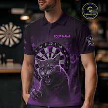 Load image into Gallery viewer, Funny Cat Purple Dripping Dartboard Custom Men's Polo Darts Shirt Outfits Darts Jersey NYN1802