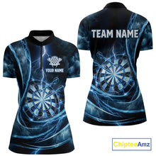 Load image into Gallery viewer, Personalized Thunder Darts Polo &amp; 1/4-Zip Shirt For Women Lightning Dark Blue Dart Attire Jerseys NYN2955