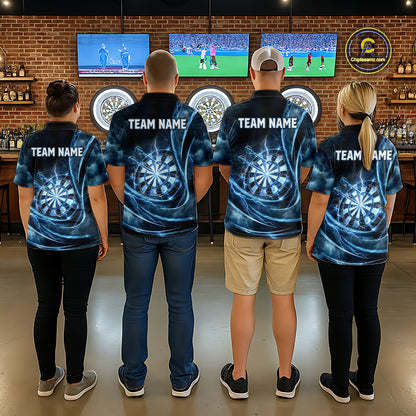 Personalized Thunder Darts Polo & 1/4-Zip Shirt For Women Lightning Dark Blue Dart Attire Jerseys NYN2955