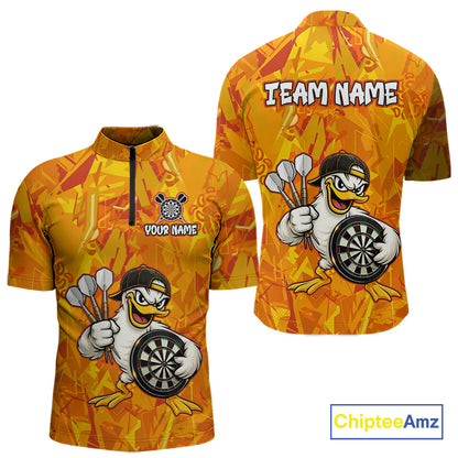 Personalized Funny Duck Darts Polo & 1/4-Zip Shirt For Men Custom Duck Dart Team Dart Jerseys NYN2958