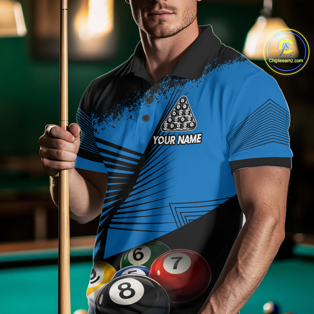 Custom 8 Ball Cue Billiards Polo & Quarter-Zip Jersey Men's Pool Billiard League Jersey NYN2313